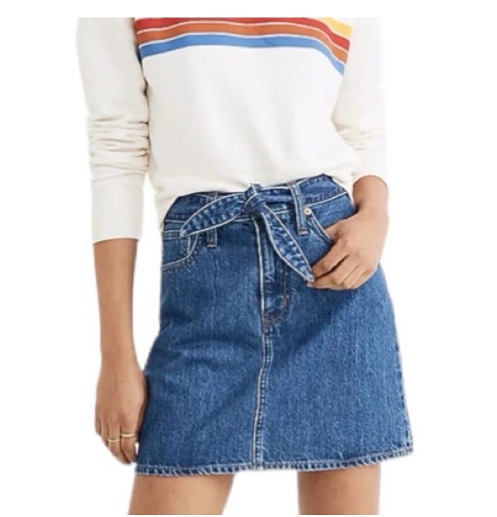 Madewell Jeans Denim Skirt Womens Sz 26 Rigid Denim Straight Cotton Casual Mini